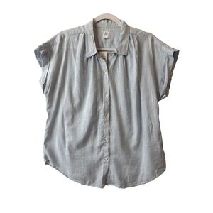 Gap NWT Blue Opal Cotton Rayon Lightweight Short Sleeve Button Up M Cottagecore